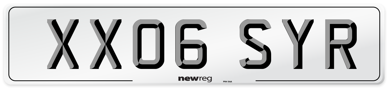 XX06 SYR Number Plate from New Reg